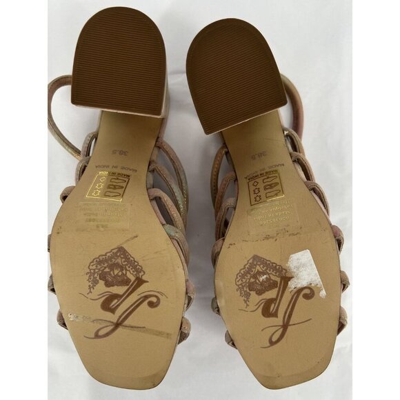 Free People Colette Cinched Heel Size 38.5 US 8 Rainbow Metallic Iridescent - Picture 9 of 11